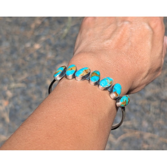 Genuine Navajo Bracelet Handmade Native American Cuff Silver Turquoise sz 6.5 * - Picture 8 of 12